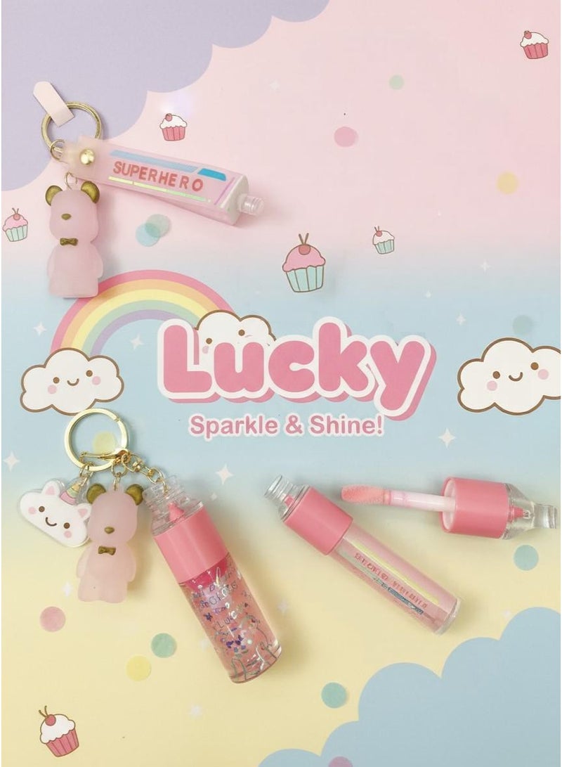 لاكي ملمع الشفاه الوردي مع تعليقة الدبدوب - Image 3