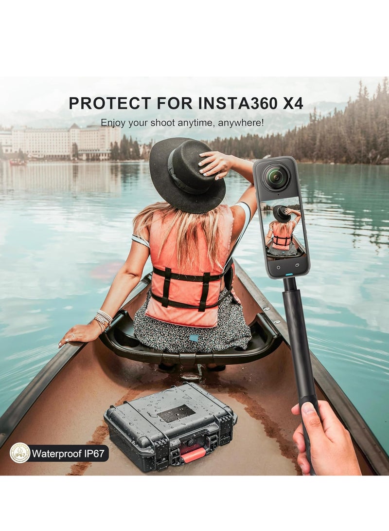 KASTWAVE Waterproof Case for Insta360 X4, Portable All Weather Waterproof Protective Hard Case, Camera Case, Double Layers, Shockproof, Large Capacity Carrying Case for Insta360 X4 Camera and Accessorie, Black - Image 3