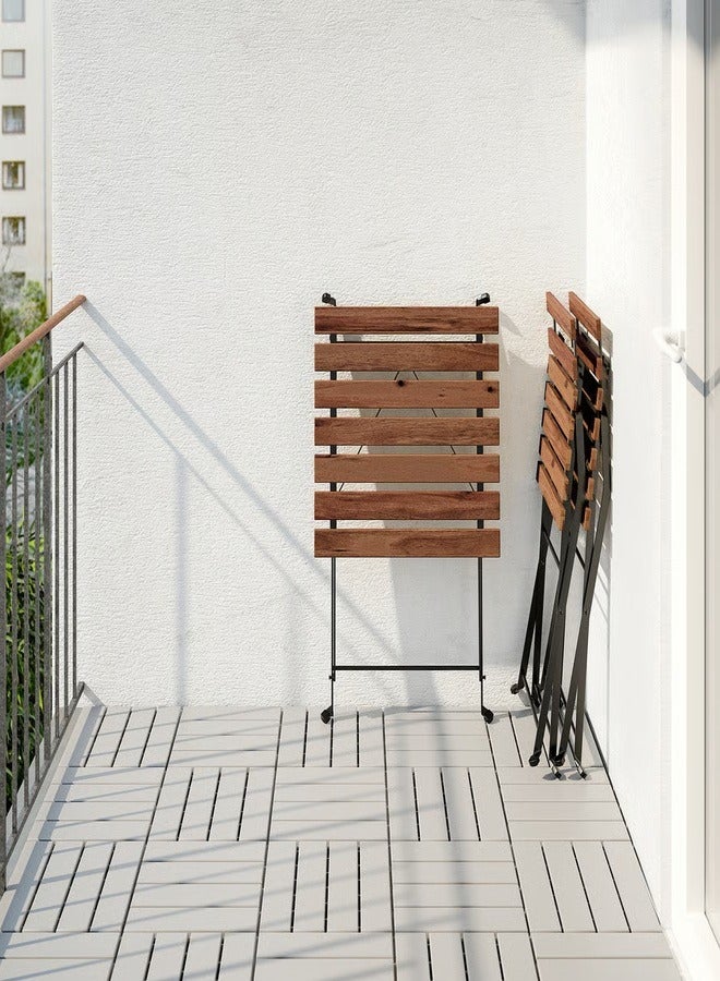 Generic 3-Piece Folding Outdoor Dining Table Set Brown 93x55x55cm  - Image 2