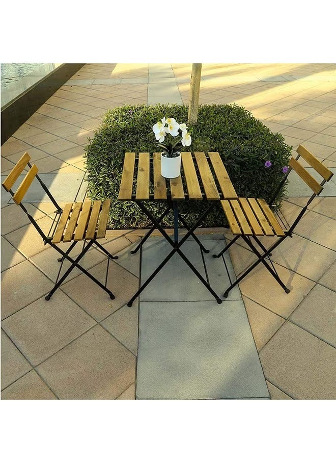 Generic 3-Piece Folding Outdoor Dining Table Set Brown 93x55x55cm  - Image 3
