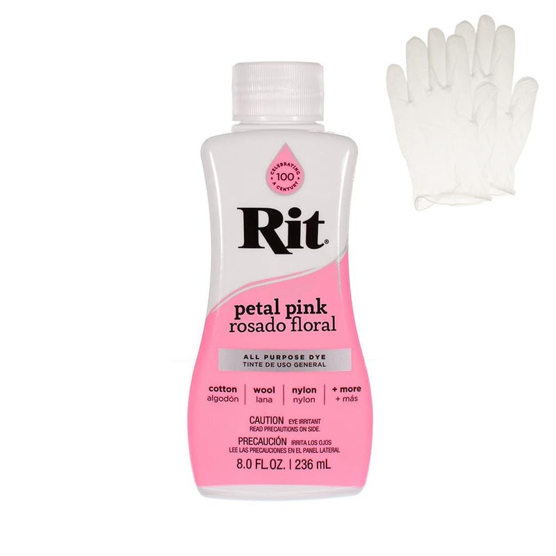 Craft County Rit Dye â€“ Liquid Fabric Dye for Crafting, Clothing, and DÃ©cor â€“ 8 oz. Bottle â€“ Petal Pink (Gloves Included) - Image 1