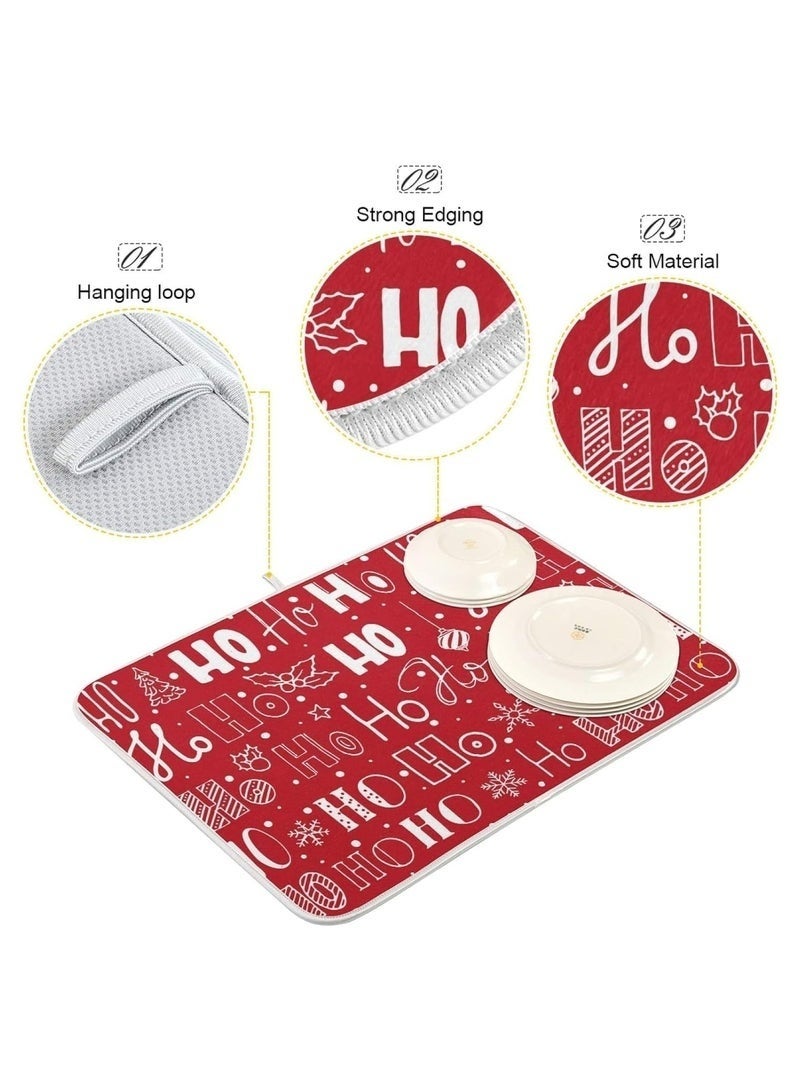 3-Piece Microfiber Dish and Utensil Drying Mat Set, 40 x 50 cm - Drying mat for dishes, cups, plates, spoons, forks, and kitchen utensils. Quick-drying and machine washable. Cushioned surface to protect glassware and utensils. Space-saving design in assorted colors and patterns. - Image 5