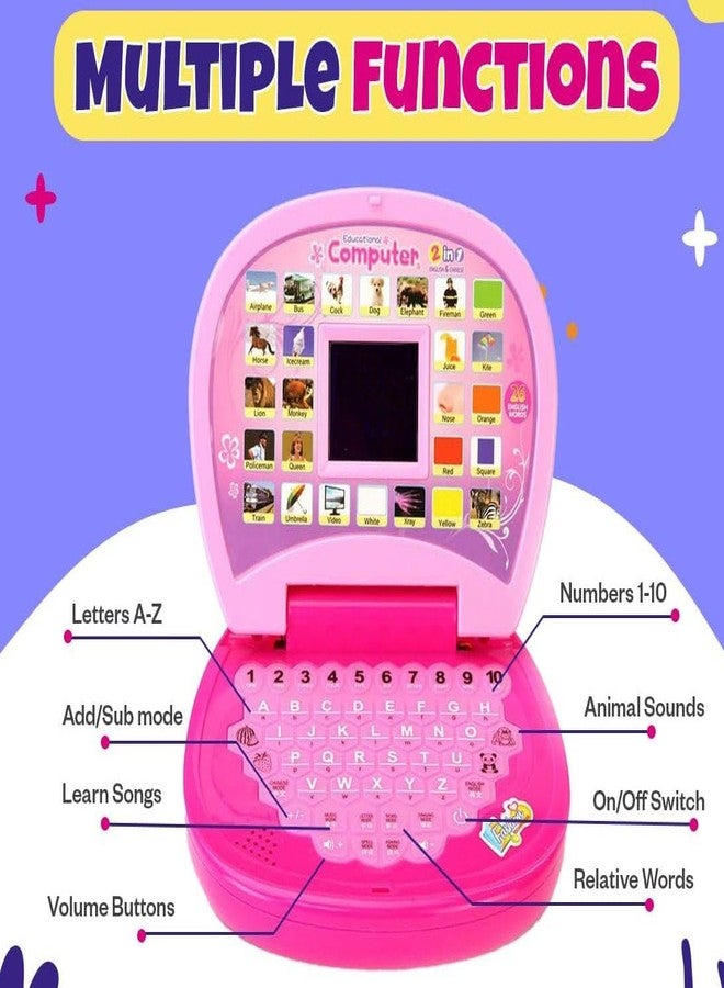 Plutofit Educational Learning Laptop Toy with LED Display, Music Effect Learning Alphabet and Numbers Mini Laptop Toy Computer for Kids - Image 2