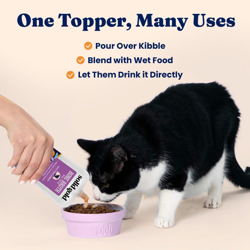 Solid Gold Bone Broth Cat Food Topper - Limited Ingredient Lickable Cat Broth Pouches w/Tuna Protein Shreds & Collagen for Hydration & Gut Support - Easy to Serve Gravy for Cats Meal Topper - 12ct - Image 2
