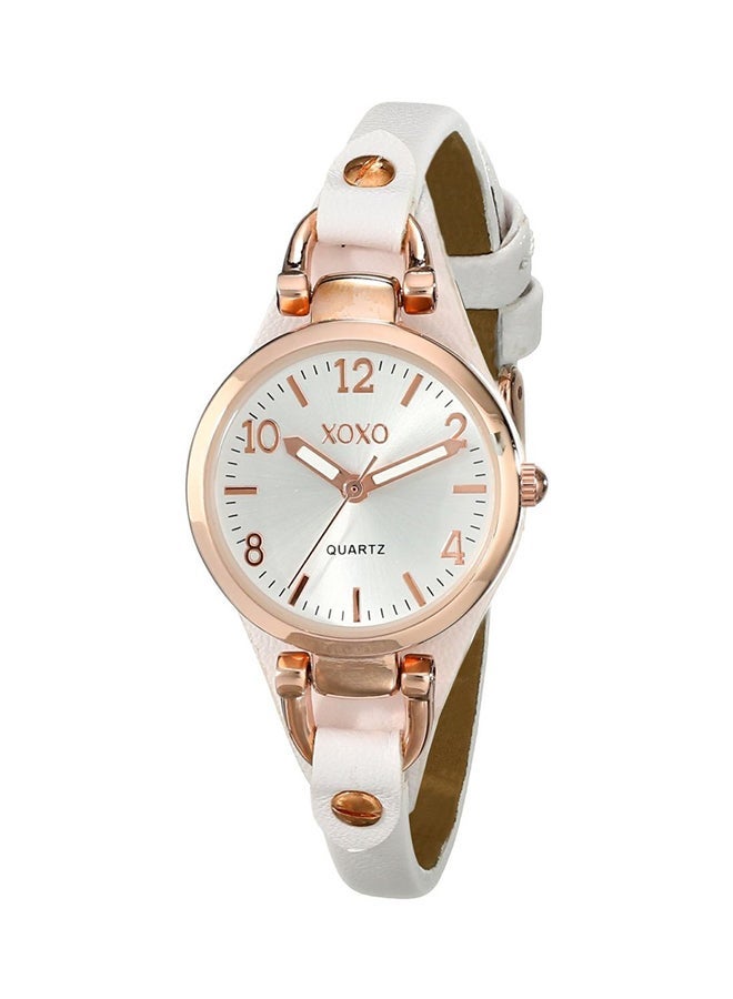 XOXO Women's Leather BAnd Analog Watch XO3399 - 25 mm - White