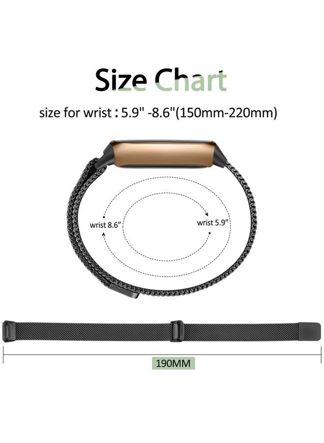 Vanjua Stainless Steel Mesh Loop Adjustable Wristband Replacement Strap for Fitbit Luxe/Luxe Special Edition Fitness Tracker Women Men (Black, 5.9-8.6 inches) - Image 3