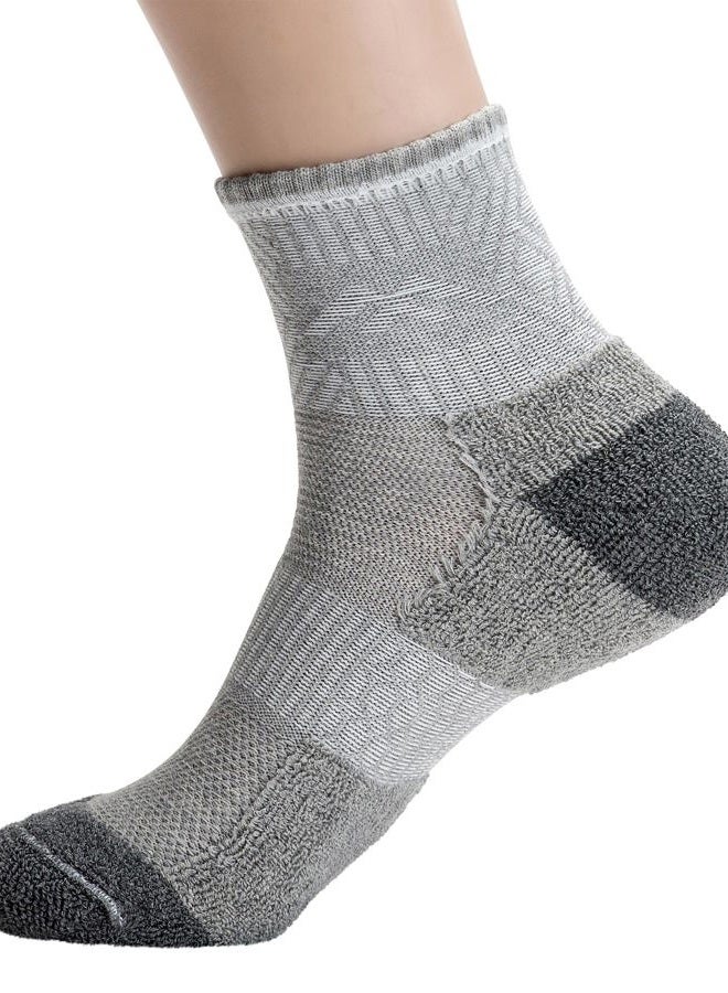 Pro Mountain Wide Toe Box For Health Cotton Compression Ankle Socks Athletic Hiking Mesh Quarter Length No Logo, Grey 6 Pairs, S - Image 4