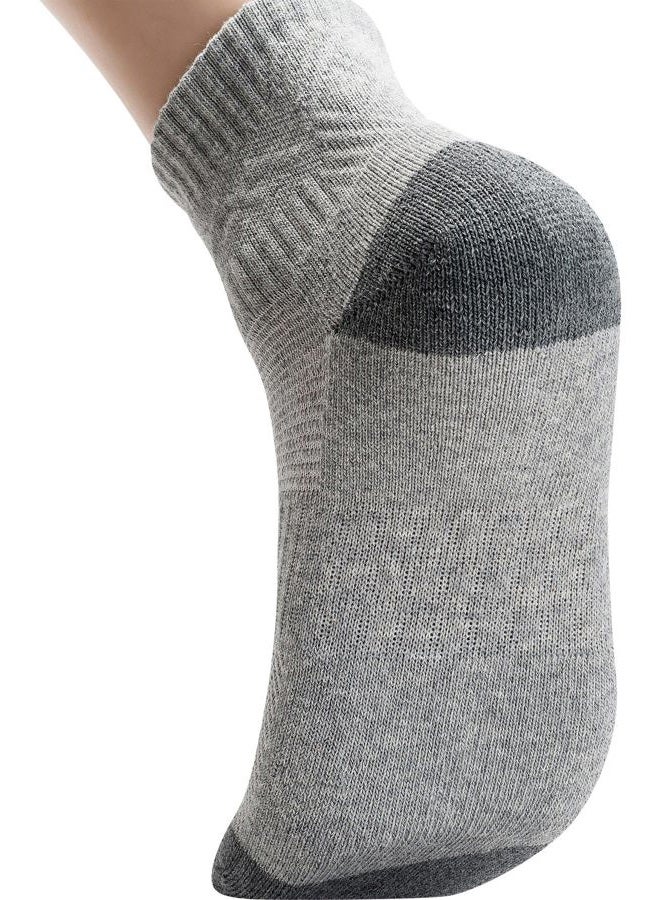 Pro Mountain Wide Toe Box For Health Cotton Compression Ankle Socks Athletic Hiking Mesh Quarter Length No Logo, Grey 6 Pairs, S - Image 2