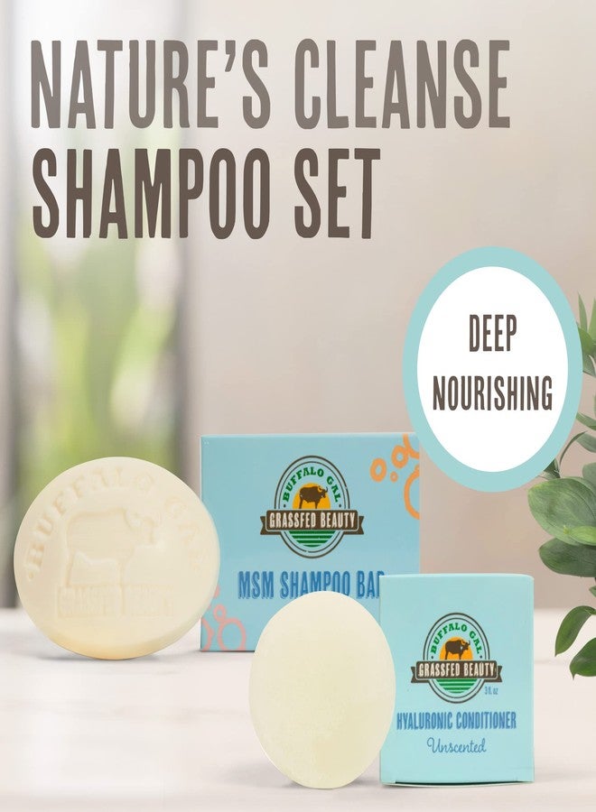 Buffalo Gal Grassfed Beauty - MSM Shampoo Bar + Hyaluronic Hair Conditioner Bar, Solid Bar Shampoo and Conditioner for Hair Growth, Non-Soap, For All Hair Types, Unscented, Set of 2 - Image 2