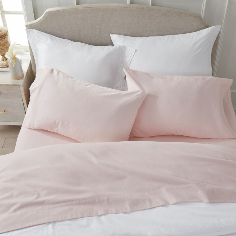 Market & Place 100% Turkish Cotton Flannel Sheet Set | 3 Piece Deep Pocket Solid Cozy Winter Bed Sheets | Double Brushed for Extra Softness & Comfort | Chalet Collection (Twin, Blush Pink) - Image 4