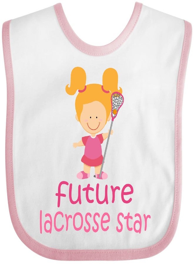 inktastic Future Lacrosse Star Girl Baby Bib White and Pink 15afa - Image 1