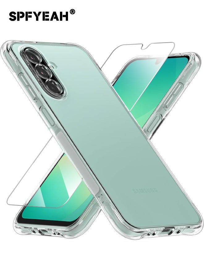 اس بي اف يا. [2 في 1] جراب Samsung Galaxy A26 مع واقي شاشة زجاجي مقوى عالي الدقة، مصمم لهاتف Galaxy A26 مع وسائد هوائية مضادة للسقوط بأربع زوايا، جراب نحيف مرن من مطاط TPU الناعم والسيليكون المضاد للانزلاق مناسب لهاتف Samsung A26 5G مقاس 6.7 بوصة، شفاف - Image 1