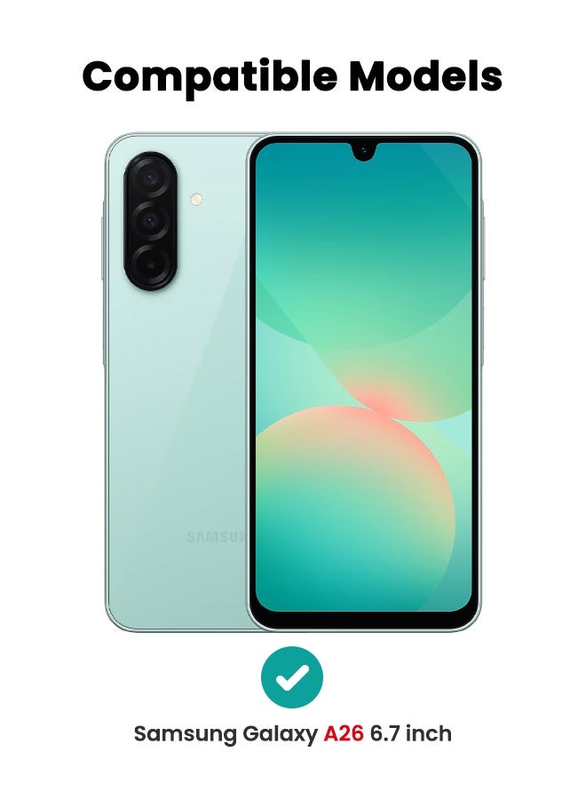 اس بي اف يا. [2 في 1] جراب Samsung Galaxy A26 مع واقي شاشة زجاجي مقوى عالي الدقة، مصمم لهاتف Galaxy A26 مع وسائد هوائية مضادة للسقوط بأربع زوايا، جراب نحيف مرن من مطاط TPU الناعم والسيليكون المضاد للانزلاق مناسب لهاتف Samsung A26 5G مقاس 6.7 بوصة، شفاف - Image 2