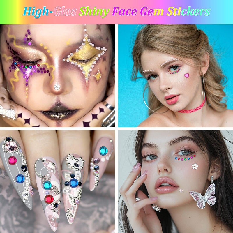 Hoiny 1782pcs Gems Stickers, Self Adhesive Gems for Crafts Bling Rhinestones, Assorted Shapes Jewels Stickers for Kids, Scrapbooking, Nail Art, Face Deco - Image 4