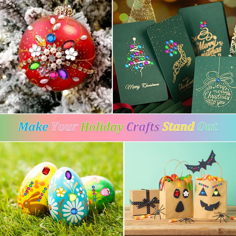 Hoiny 1782pcs Gems Stickers, Self Adhesive Gems for Crafts Bling Rhinestones, Assorted Shapes Jewels Stickers for Kids, Scrapbooking, Nail Art, Face Deco - Image 5