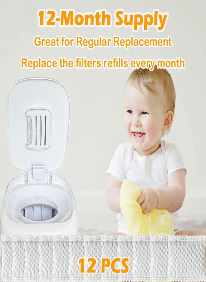 AFJWUZ 12 Pack Odor Removing Refills for Playtex Diaper Genie Complete and Expressions Pail, Diaper Pail Odor Absorber Carbon Filter Refills for Diaper Genie Systems - Image 5