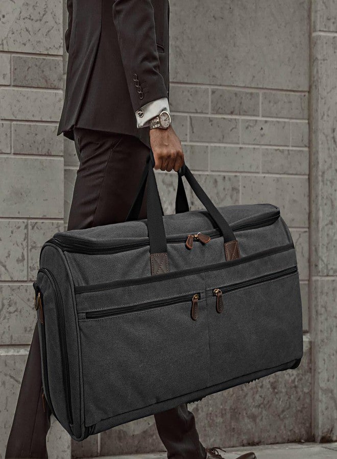 Thwackor Canvas Garment Duffle Bag Garment Bag Duffle Bag Combo for Travel Convertible Carry on Bag with Detachable Suit Travel Bags (Black) - Image 2