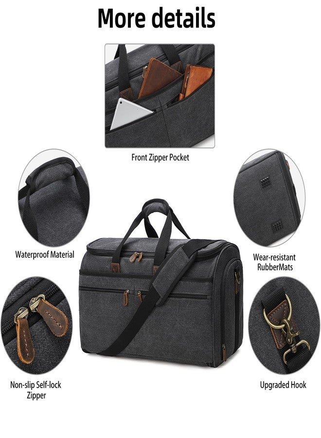 Thwackor Canvas Garment Duffle Bag Garment Bag Duffle Bag Combo for Travel Convertible Carry on Bag with Detachable Suit Travel Bags (Black) - Image 5