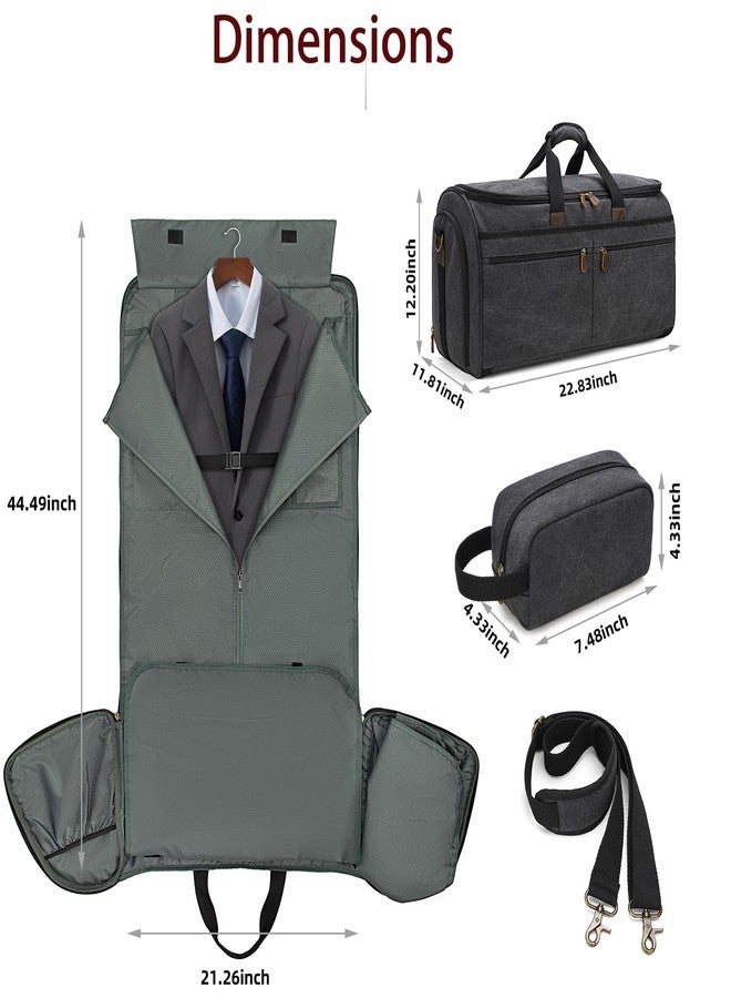 Thwackor Canvas Garment Duffle Bag Garment Bag Duffle Bag Combo for Travel Convertible Carry on Bag with Detachable Suit Travel Bags (Black) - Image 4