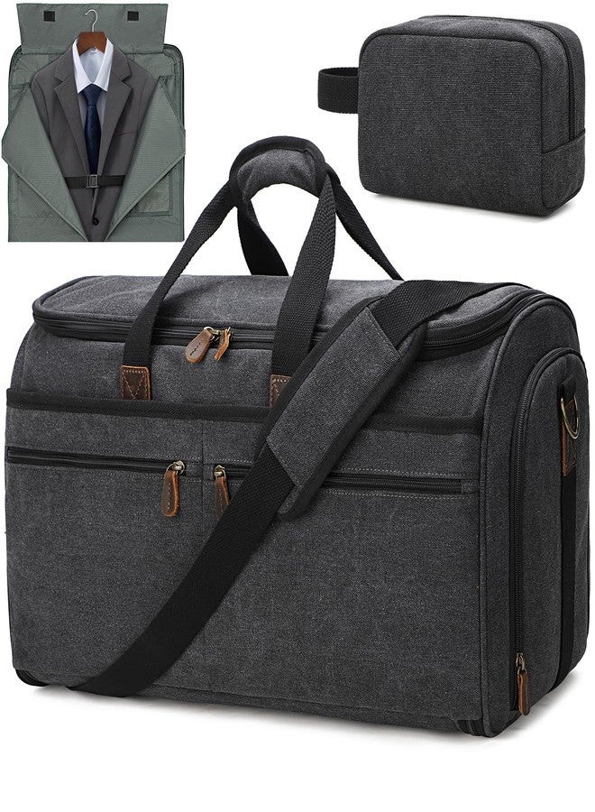 Thwackor Canvas Garment Duffle Bag Garment Bag Duffle Bag Combo for Travel Convertible Carry on Bag with Detachable Suit Travel Bags (Black) - Image 1
