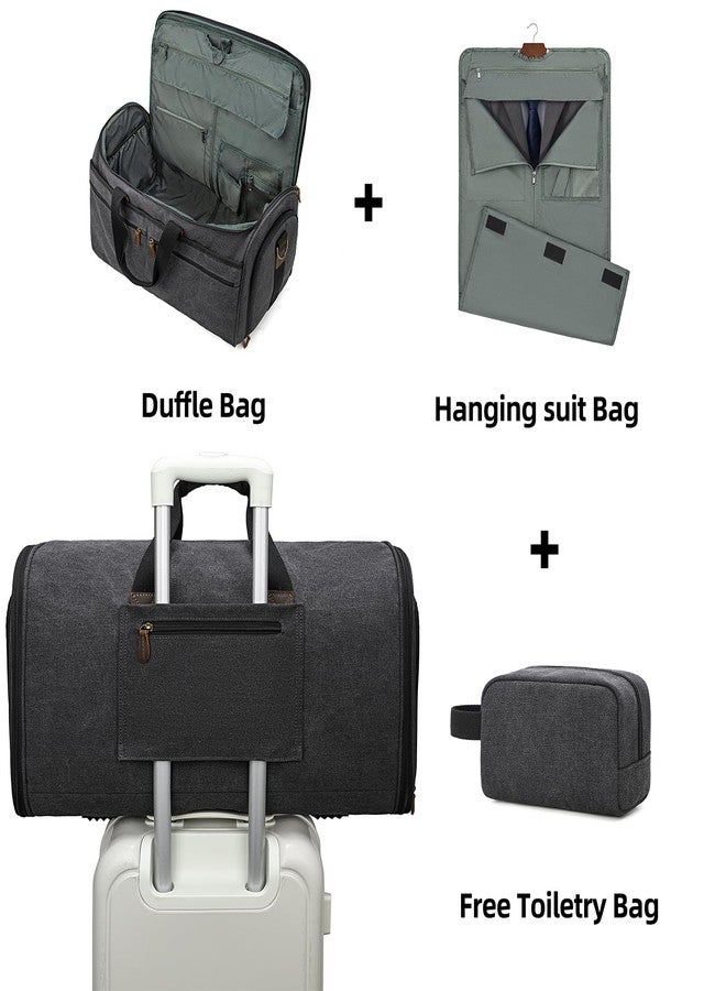 Thwackor Canvas Garment Duffle Bag Garment Bag Duffle Bag Combo for Travel Convertible Carry on Bag with Detachable Suit Travel Bags (Black) - Image 3