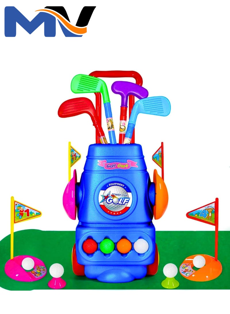 MAGIC VAULT Kids Golf Set, Toddler Golf Set, Plastic Golf Cart with Wheels Balls, 4 Balls & 2 Practice Holes 4 Colorful Golf Sticks Great Golfer Sports Toy Kit for Boys & Girls Indoor Outdoor Toys  - Image 1