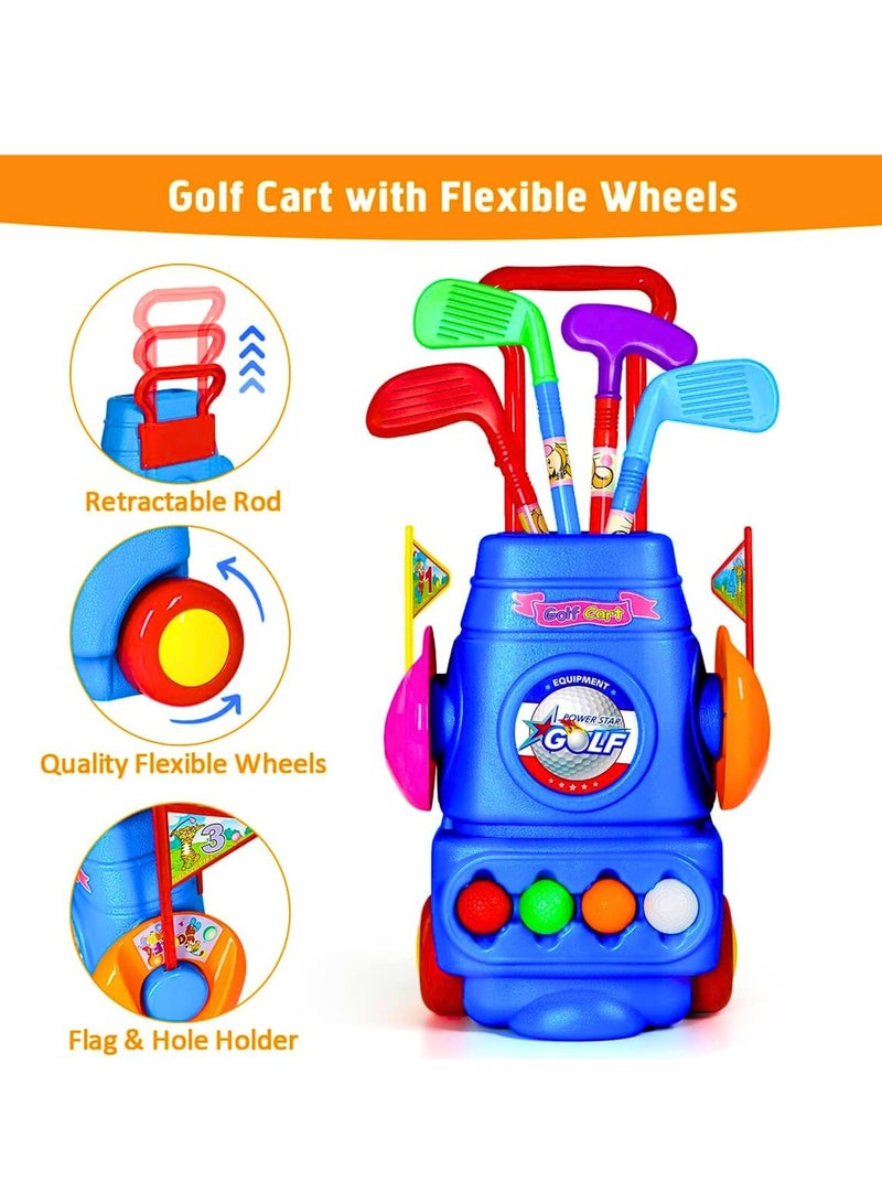 MAGIC VAULT Kids Golf Set, Toddler Golf Set, Plastic Golf Cart with Wheels Balls, 4 Balls & 2 Practice Holes 4 Colorful Golf Sticks Great Golfer Sports Toy Kit for Boys & Girls Indoor Outdoor Toys  - Image 2