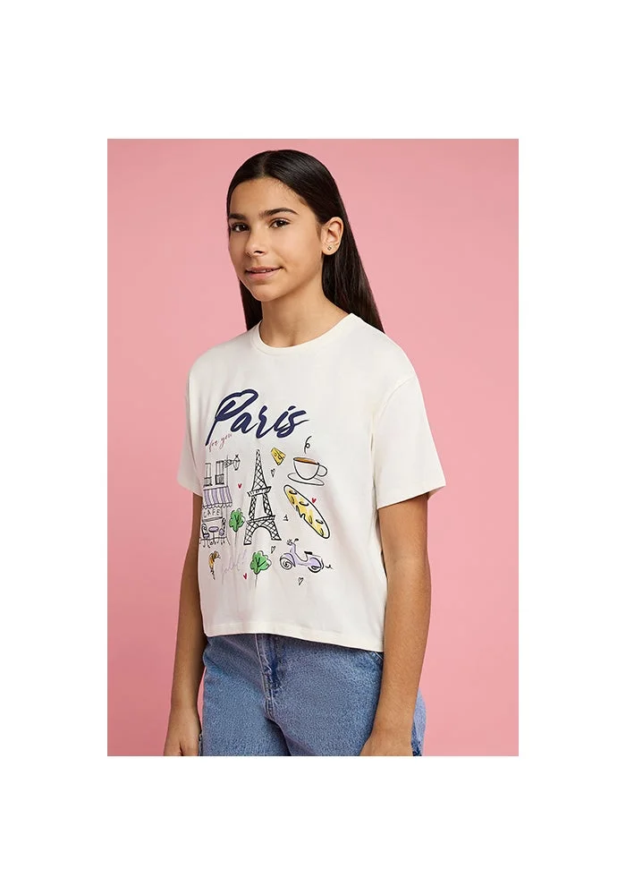أر أند بي Printed T-Shirt with Crew Neck and Short Sleeves