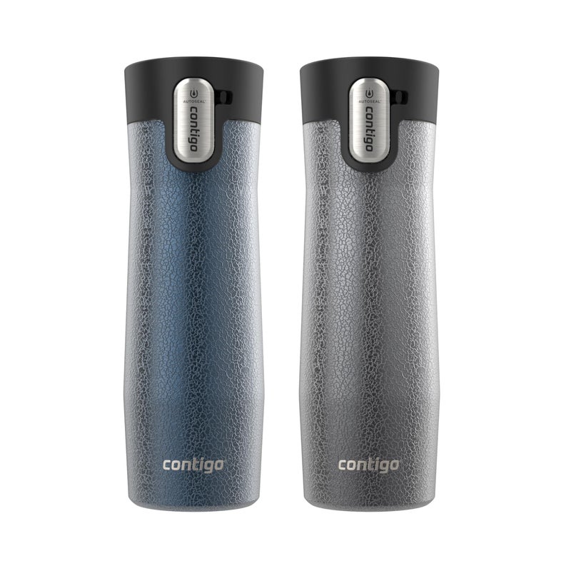 Contigo AUTOSEAL West Loop VacuumInsulated Stainless Steel Travel Mug with EasyClean Lid 20 oz 2Pack Crystal Blueberry Crystal Sake