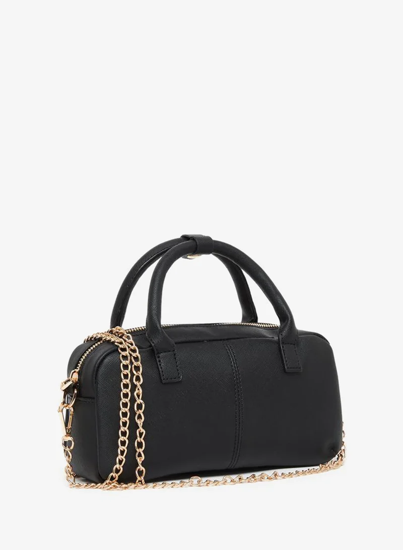 Styli Black Barrel Bag with Gold Chain