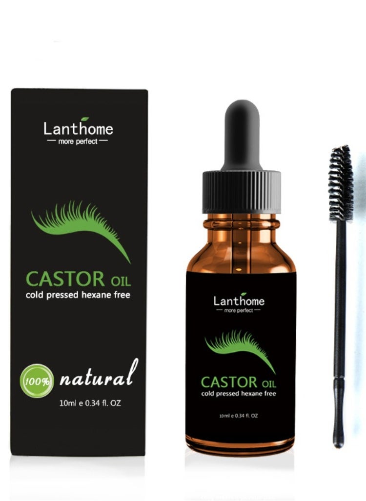 Lanthome 10ml Castor Oil Eyelash Growth Serum - Nurture Your Lashes to Be Longer, Fuller & Thicker. Promote Natural Lash Growth with Pure Castor Oil Formula  - Image 1