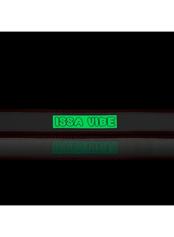روسيبين طوق رقبة من النايلون العاكس المطبوع عليه شعار Pet Issa Vibe يتوهج في الظلام، طوق قابل للتعديل للكلاب الصغيرة والكبيرة. - Image 1