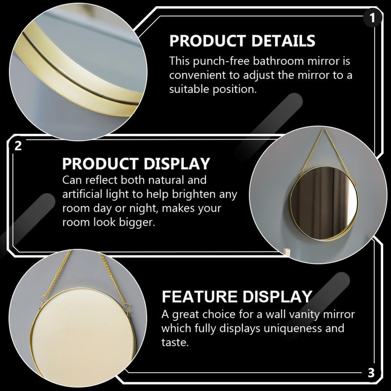 Unomor Wall-Mounted Beauty Mirror Punch-Free Hanging Dormitory Vanity Mirror Small for Bathroom and Entryway Use - Image 5