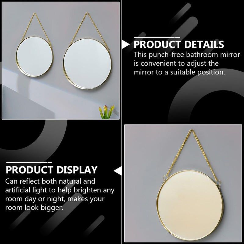 Unomor Wall-Mounted Beauty Mirror Punch-Free Hanging Dormitory Vanity Mirror Small for Bathroom and Entryway Use - Image 4