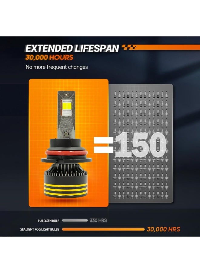 جولدن كامل مصباح أمامي LED من جولدن كاميل M8 Pro 9007، بقوة 30000 لومن و120 واط، لون أبيض نهاري 6500 كلفن، متوافق مع نظام CANBUS، سهل التركيب والتشغيل، مقاوم للماء بمعيار IP65، يعمل بجهد 12-24 فولت، طقم مصابيح LED عالية التركيز (قطعتان). - Image 4