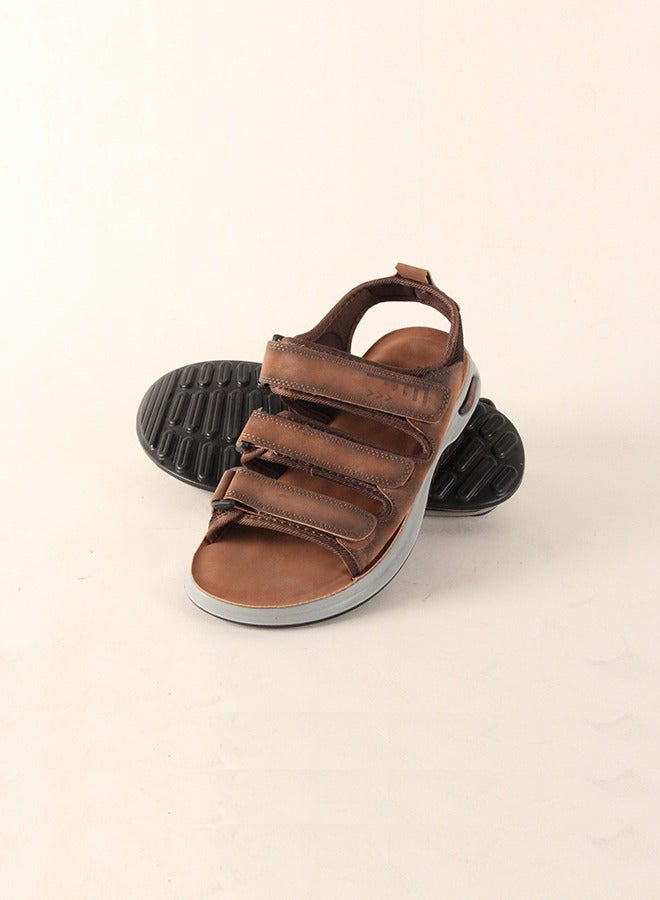 BOTELI 40-45 Large Size Men's Leather Breathable Velcro Sandals - Non-Slip Soft Sole Casual Beach Sports Footwear - Image 1