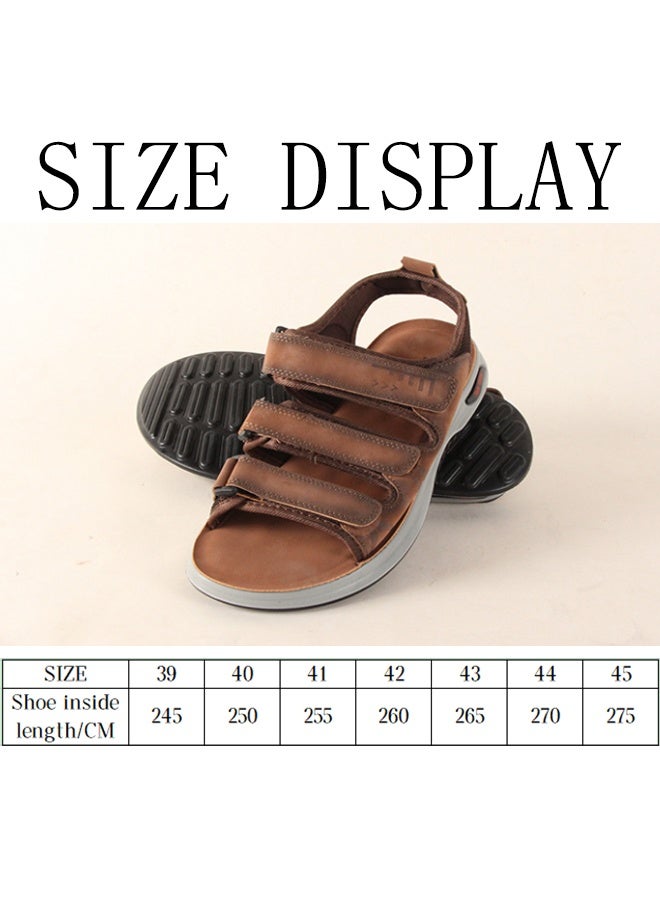 BOTELI 40-45 Large Size Men's Leather Breathable Velcro Sandals - Non-Slip Soft Sole Casual Beach Sports Footwear - Image 5