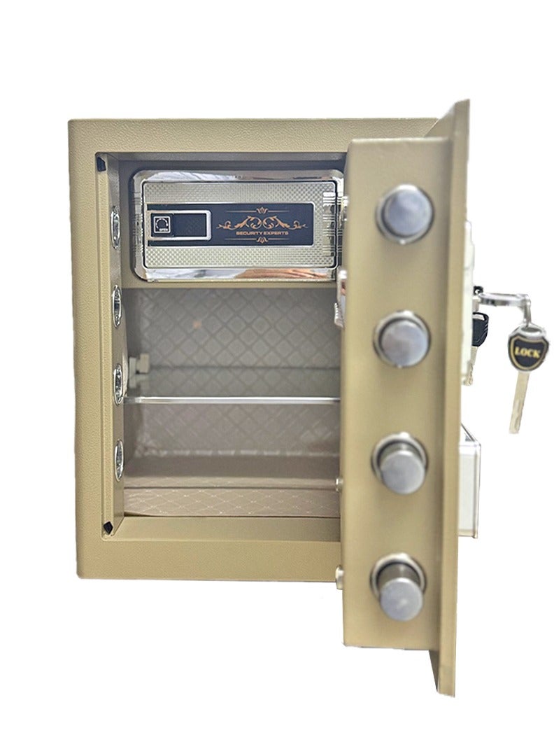 خزنة أمنية رقمية فاخرة مقاومة للحرائق ، مزودة بلوحة أرقام الكترونية وقفل ومفتاح مادي  45*38*32 سم - Image 2