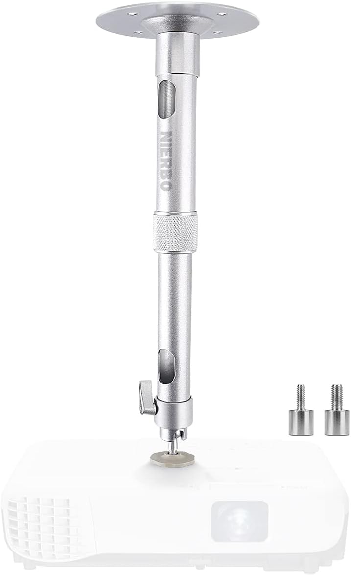 NIERBO Universal Projector Wall Ceiling Mount Hanger 360°Rotatable Head with Extendable Length 11.8 Inch to 19.7 Inch / 11 lbs Load Mounting Bracket - Image 1