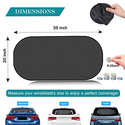 IC ICLOVER Car Sun Shade, Folding Automotive Rear Window Shade, Universal Mesh Screen Back Window Sun Visor with Magnet Adsorption for Children Kids - Image 2