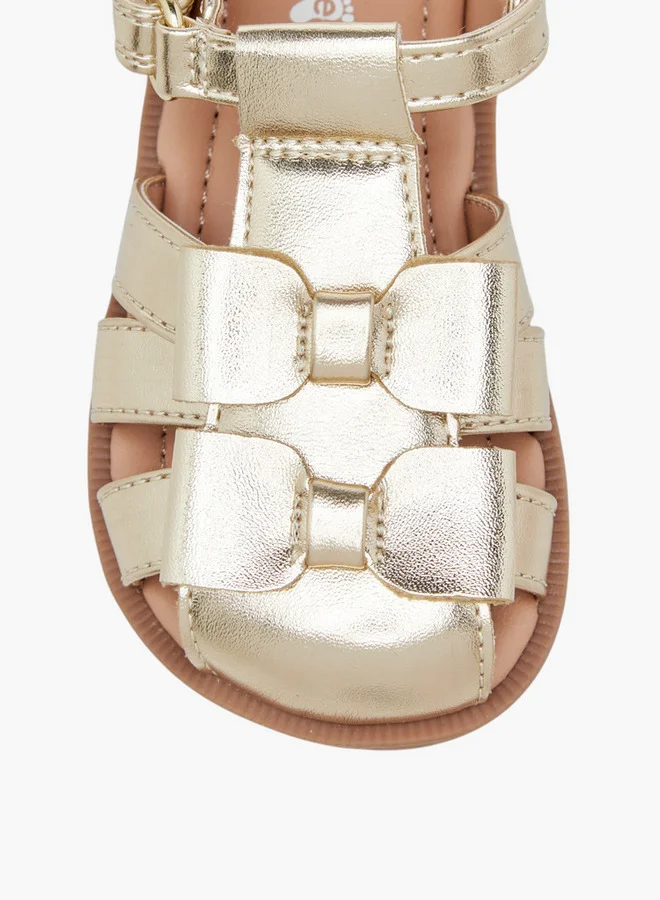 Barefeet Girls Bow Detail Sandals with Hook and Loop Closure