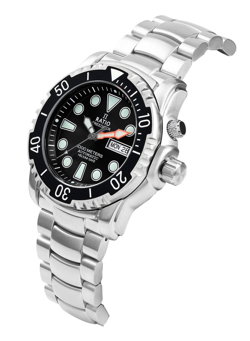 Ratio FreeDiver Helium-Safe 1000M Sapphire Automatic 1068HA96-34VA-BLK Men's Watch - Image 3