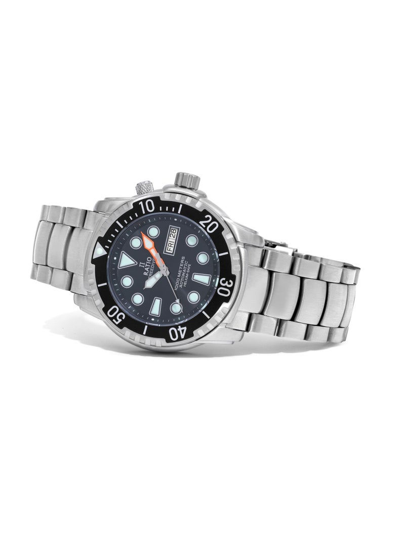 Ratio FreeDiver Helium-Safe 1000M Sapphire Automatic 1068HA96-34VA-BLK Men's Watch - Image 4