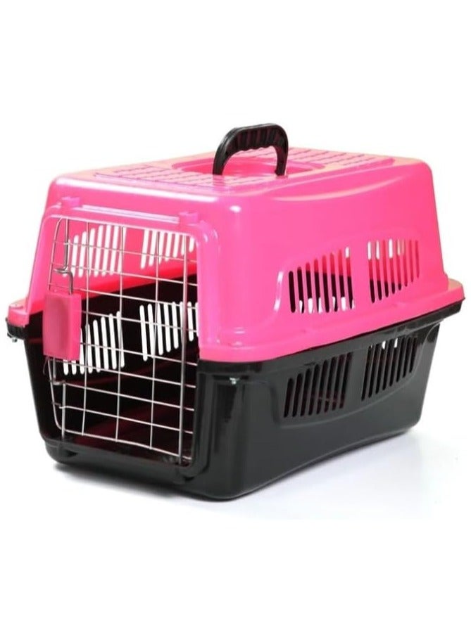 قفص بلاستيكي محمول للكلاب والقطط مثالي للسفر أو التدريب أو الاحتواء المؤقت (بينك) - Image 1