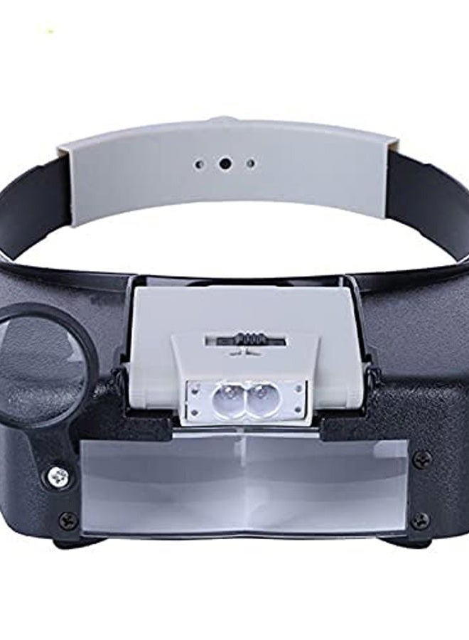 LEEMASING Head Magnifier Jewelers with LED Light Illuminated Helmet Magnifying 1.5X 3X 8.5X 10x Tools for Watch Repair, Precision Work Reading (Black) - Image 1