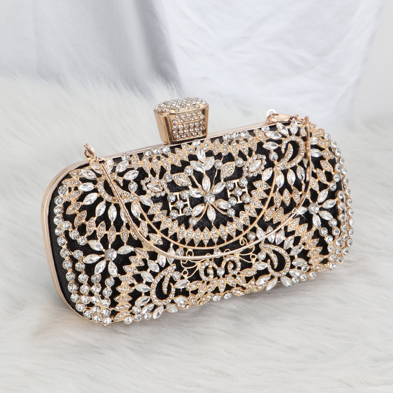 Popular Heavy Industry Alloy Flower Inlaid With Diamonds And Rhinestones Shiny Cut Out Banquet Dress Party Chain Dinner Bag - Image 3