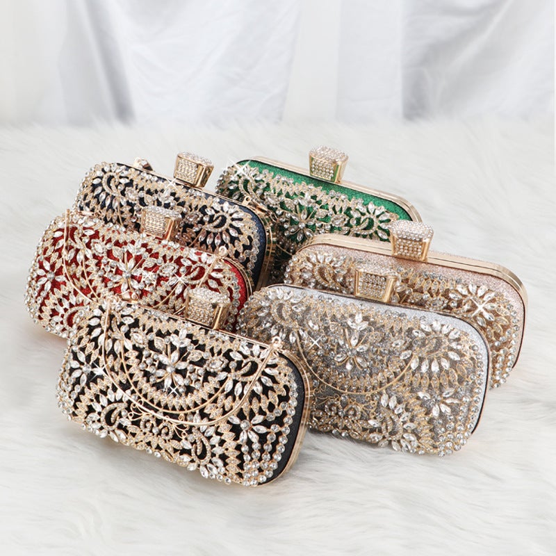 Popular Heavy Industry Alloy Flower Inlaid With Diamonds And Rhinestones Shiny Cut Out Banquet Dress Party Chain Dinner Bag - Image 2