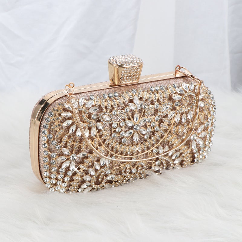 Popular Heavy Industry Alloy Flower Inlaid With Diamonds And Rhinestones Shiny Cut Out Banquet Dress Party Chain Dinner Bag - Image 4
