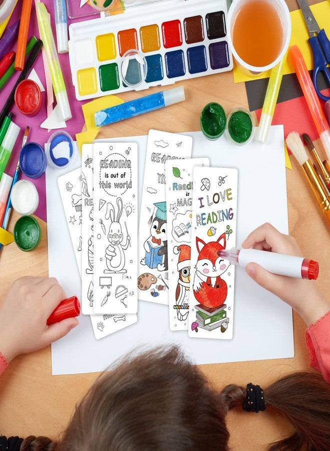 VOCHIC 36 Pieces Color Your Own Bookmarks DIY Inspirational Bookmarks,Cute Animals Bookmarks Cartoon Hilarious Learning Bookmarks for Kids, Book Lovers, Teachers, Students Classroom Rewards Supplies - Image 3