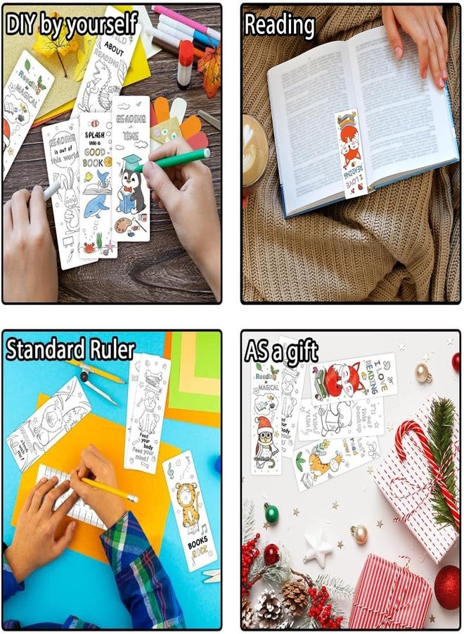 VOCHIC 36 Pieces Color Your Own Bookmarks DIY Inspirational Bookmarks,Cute Animals Bookmarks Cartoon Hilarious Learning Bookmarks for Kids, Book Lovers, Teachers, Students Classroom Rewards Supplies - Image 5